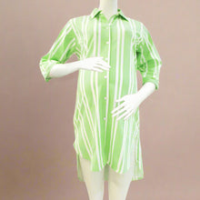 Load image into Gallery viewer, Green Stirped Printed Shirt Dress
