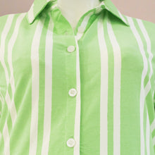 Load image into Gallery viewer, Green Stirped Printed Shirt Dress
