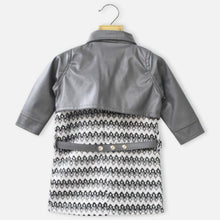 Load image into Gallery viewer, Grey Straight Fit Dress With Leather Jacket
