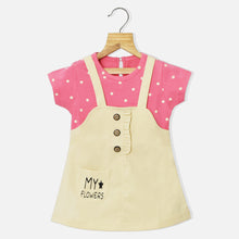 Load image into Gallery viewer, Beige Dungaree Dress With Attached Polka Dots T-Shirt
