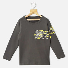 Load image into Gallery viewer, Grey Embroidered Full Sleeves T-Shirt
