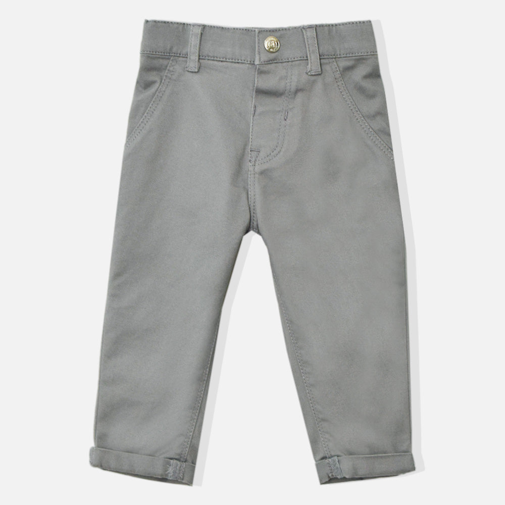 Grey Solid Regular Fit Trouser