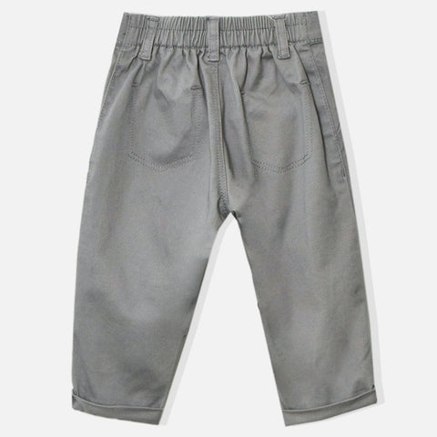 Grey Solid Regular Fit Trouser