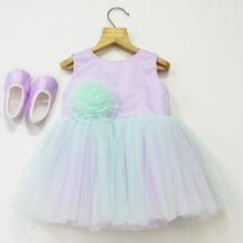 Load image into Gallery viewer, Purple Sleeveless Net Party Frock With Booties
