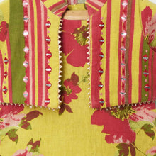 Load image into Gallery viewer, Mustard Floral Cotton Kurta With Koti &amp; Striped Sharara
