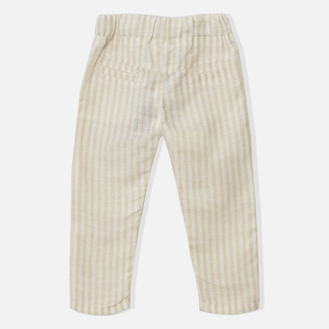 Beige Striped Printed Cotton Pants