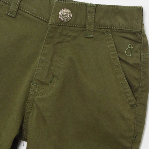 Green Mid Rise Twill Weave Solid Trousers