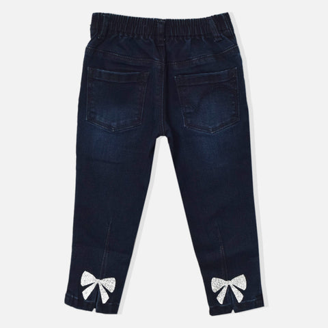 Blue Back Glitter Bow Denim Jeans