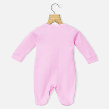 Load image into Gallery viewer, Pink I Love Mummy Embroidered Full Sleeves Footsie With Cap
