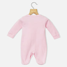 Load image into Gallery viewer, Pink I Love Daddy Embroidered Full Sleeves Footsie With Cap
