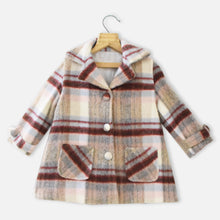 Load image into Gallery viewer, Beige Checkered Winter Coat Dress
