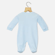 Load image into Gallery viewer, Blue I Love Mummy Embroidered Full Sleeves Footsie With Cap
