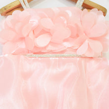 Load image into Gallery viewer, Peach &amp; Green Flower Embellished Dress With Booties &amp; Headband
