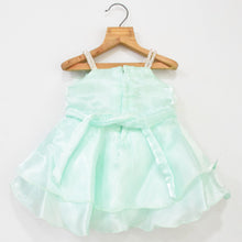 Load image into Gallery viewer, Peach &amp; Green Flower Embellished Dress With Booties &amp; Headband
