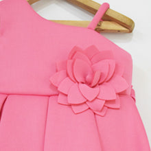 Load image into Gallery viewer, Pink &amp; Yellow Flower Embellished Box Pleated Dress With Booties &amp; Headband
