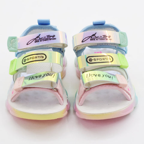 Holographic Straps With Velcro Closure Sandals