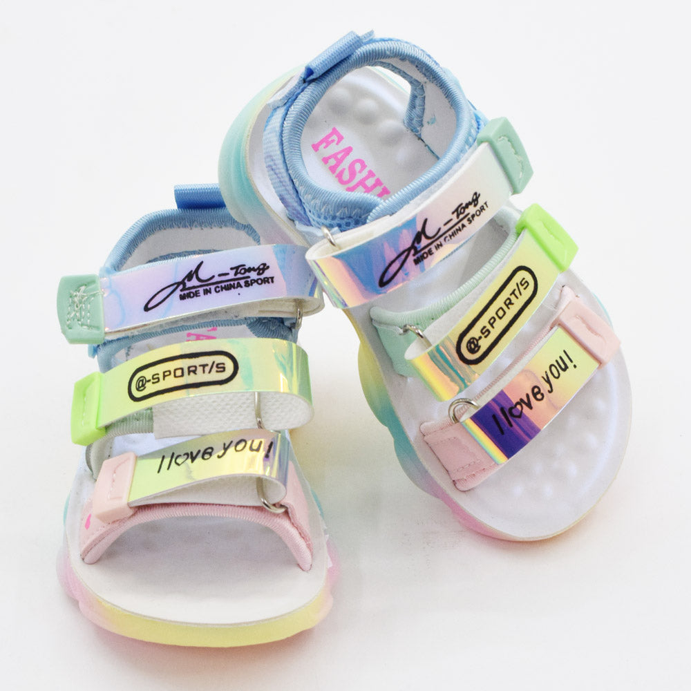 Holographic Straps With Velcro Closure Sandals