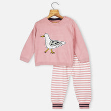 Load image into Gallery viewer, Pink Bird Theme Sweater With Striped Bottom
