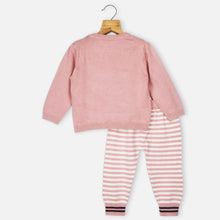 Load image into Gallery viewer, Pink Bird Theme Sweater With Striped Bottom
