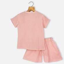 Load image into Gallery viewer, Pink Muslin Half Sleeves Shirt With Shorts Co-Ord Set
