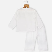 Load image into Gallery viewer, Blue &amp; White Full Sleeves Muslin Night Suit
