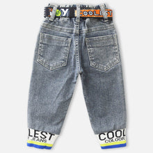 Load image into Gallery viewer, Grey Printed Denim Joggers With Belt
