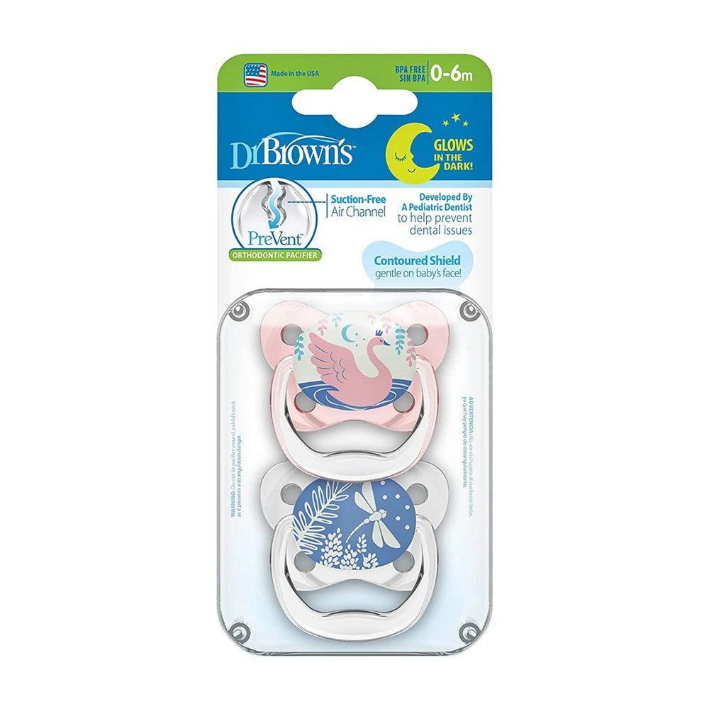 Pink Butterfly Shield Pacifier Prevent Glow In The Dark - Stage 1 (Birth To 6 Months)