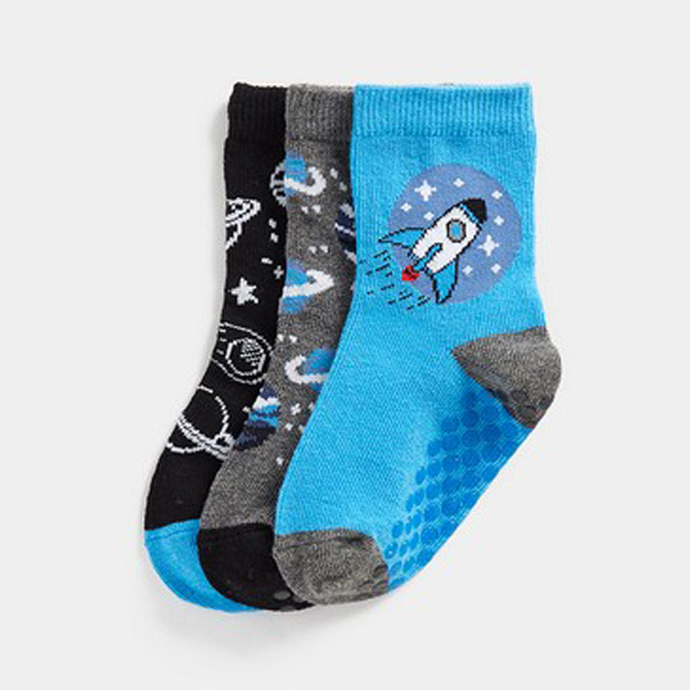 Blue Space Theme Socks- Pack Of 3