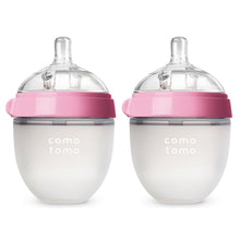 Load image into Gallery viewer, Pink Twin Pack Silicone Feeding Bottle - 150 ml
