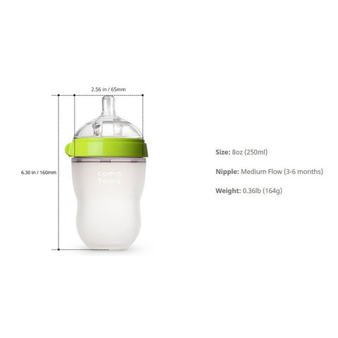 250ml Green Twin Pack Silicone Feeding Bottle