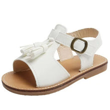 Load image into Gallery viewer, White &amp; Black Ankle Strap Sandal
