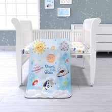 Load image into Gallery viewer, Blue Space Theme Organic Toddler Comforter
