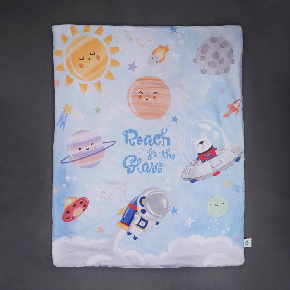 Blue Space Theme Organic Toddler Comforter