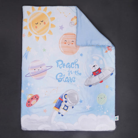Blue Space Theme Organic Toddler Comforter