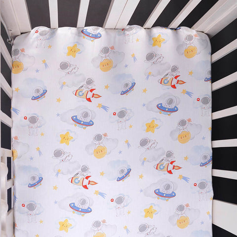 Space Theme Organic Cot Bedsheet