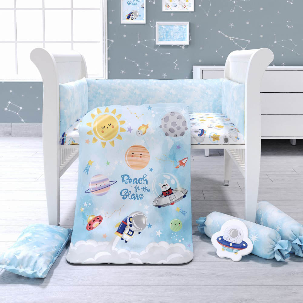 Baby blue hot sale cot bed bedding