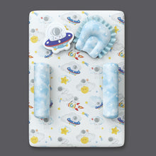 Load image into Gallery viewer, Blue Space Theme 5 Piece Organic New Born Bed Set
