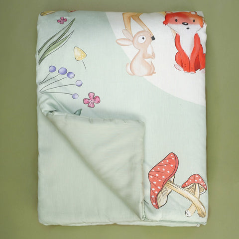 Green Animal Theme Organic Baby Comforter