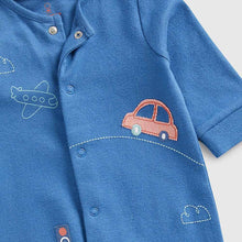 Load image into Gallery viewer, Blue Vehicle Theme Rompers- Pack Of 3
