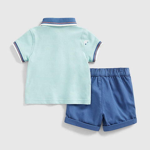 Blue Embroidered Polo T-Shirt With Blue Shorts & Socks