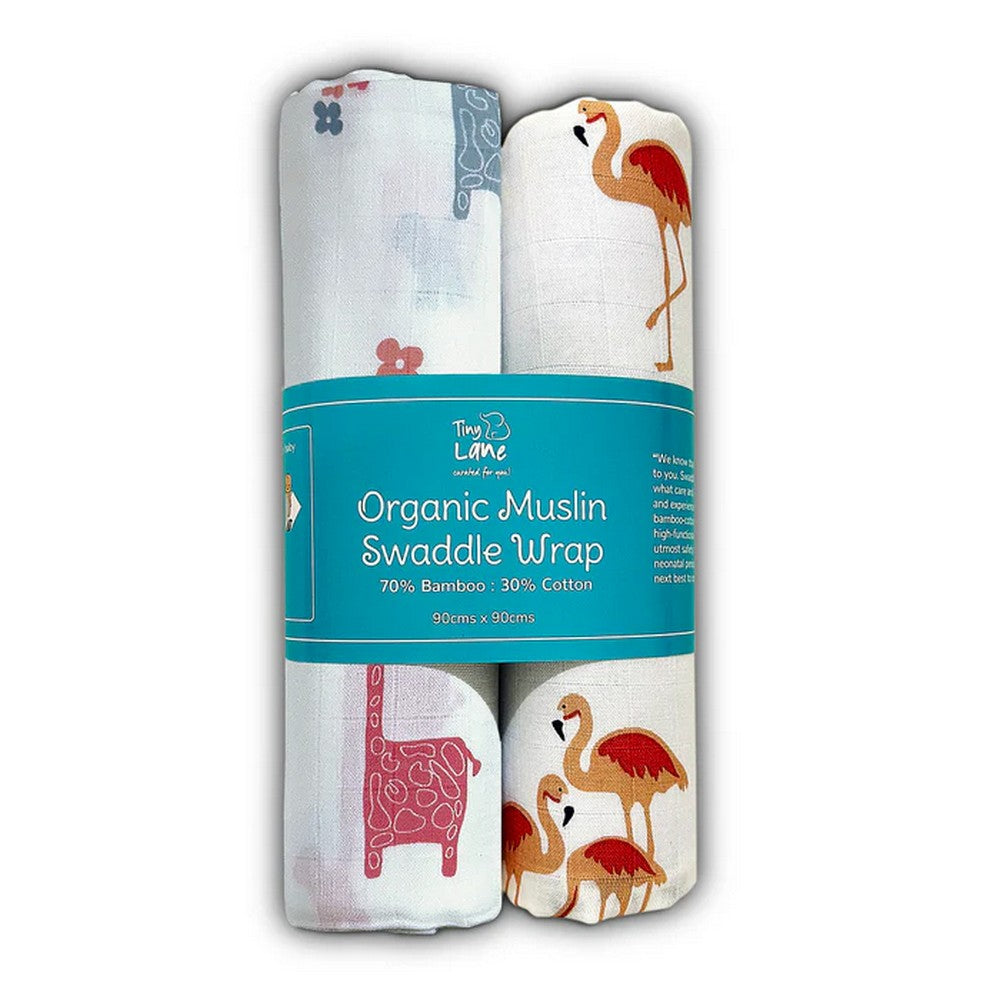 Fab Flamingo & Lanky Giraffe Baby Swaddle Set- Pack Of 2