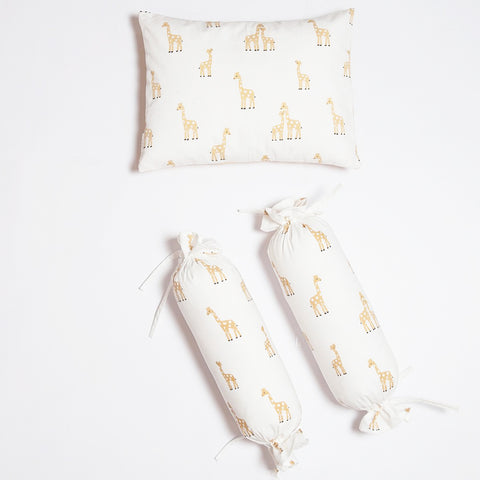 Yellow Giraffe Printed 4 Piece Silk Cotton Bedding Set