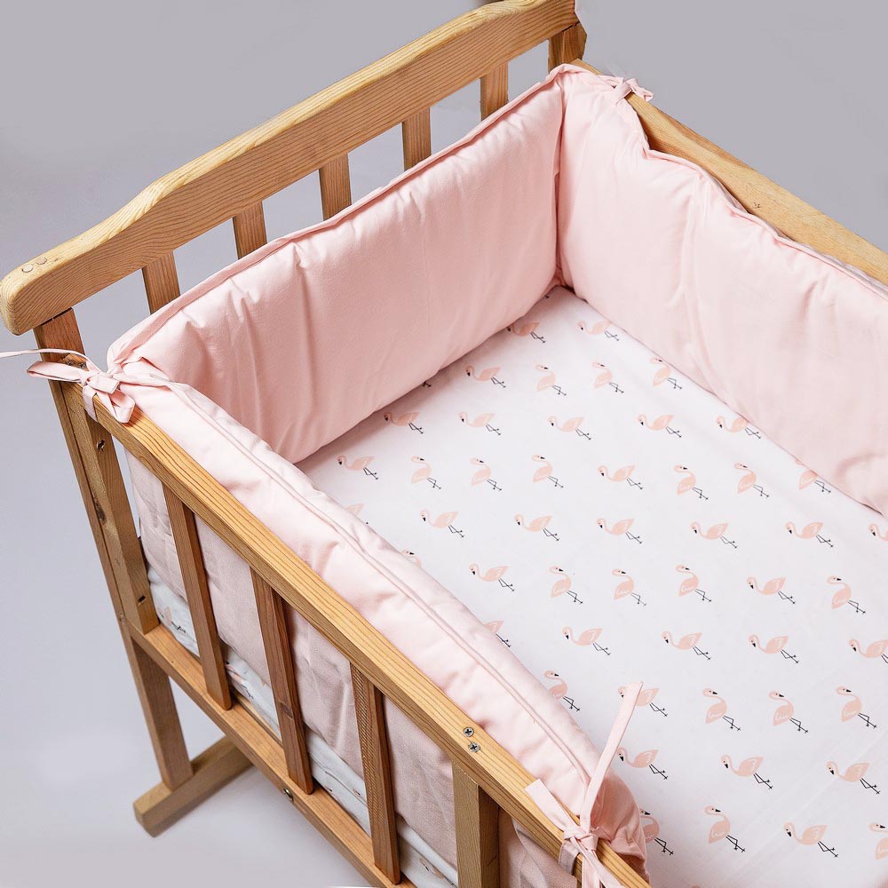 Pink Tropical Flamingo Printed Crib Bedding Set