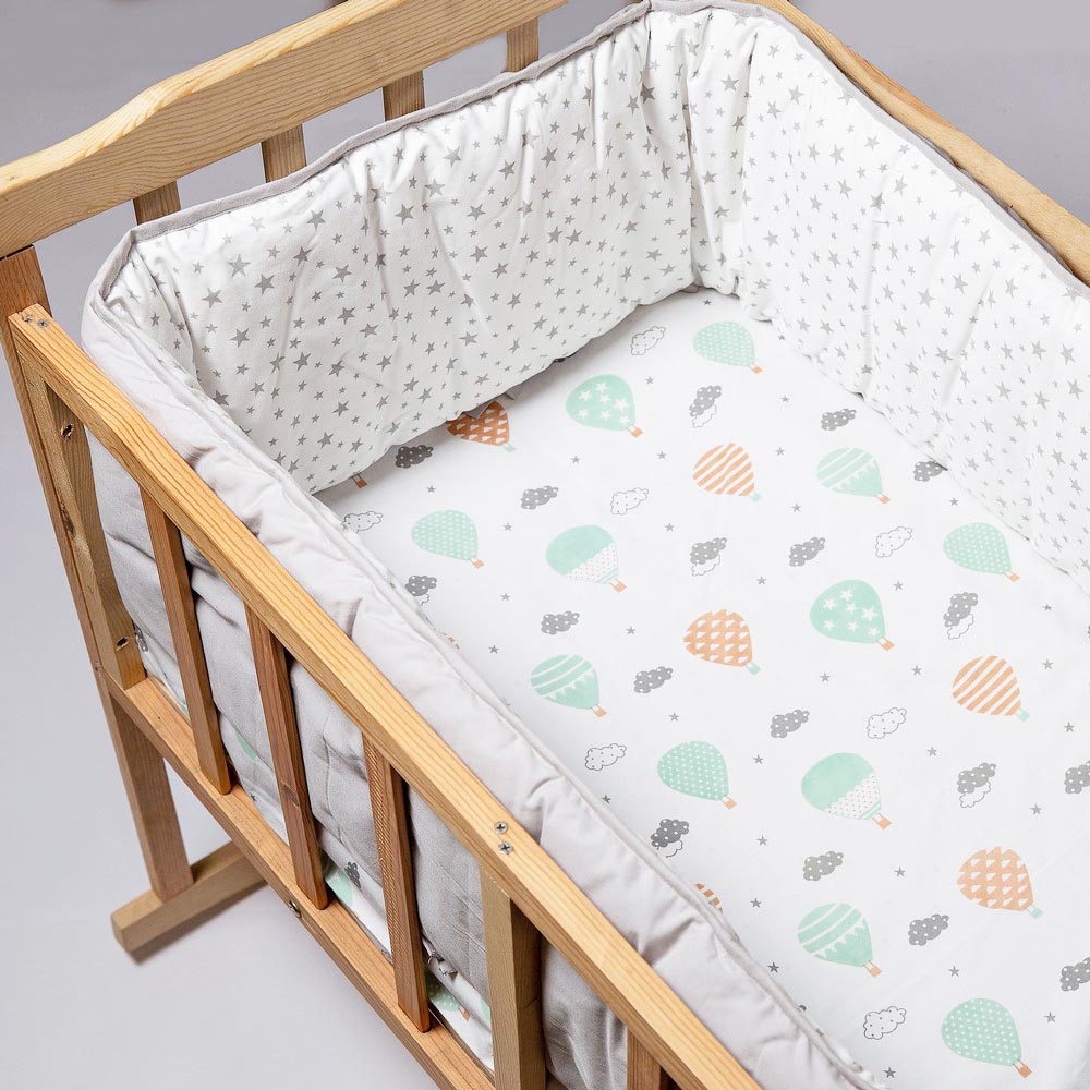 White Fly High Printed Crib Bedding Set