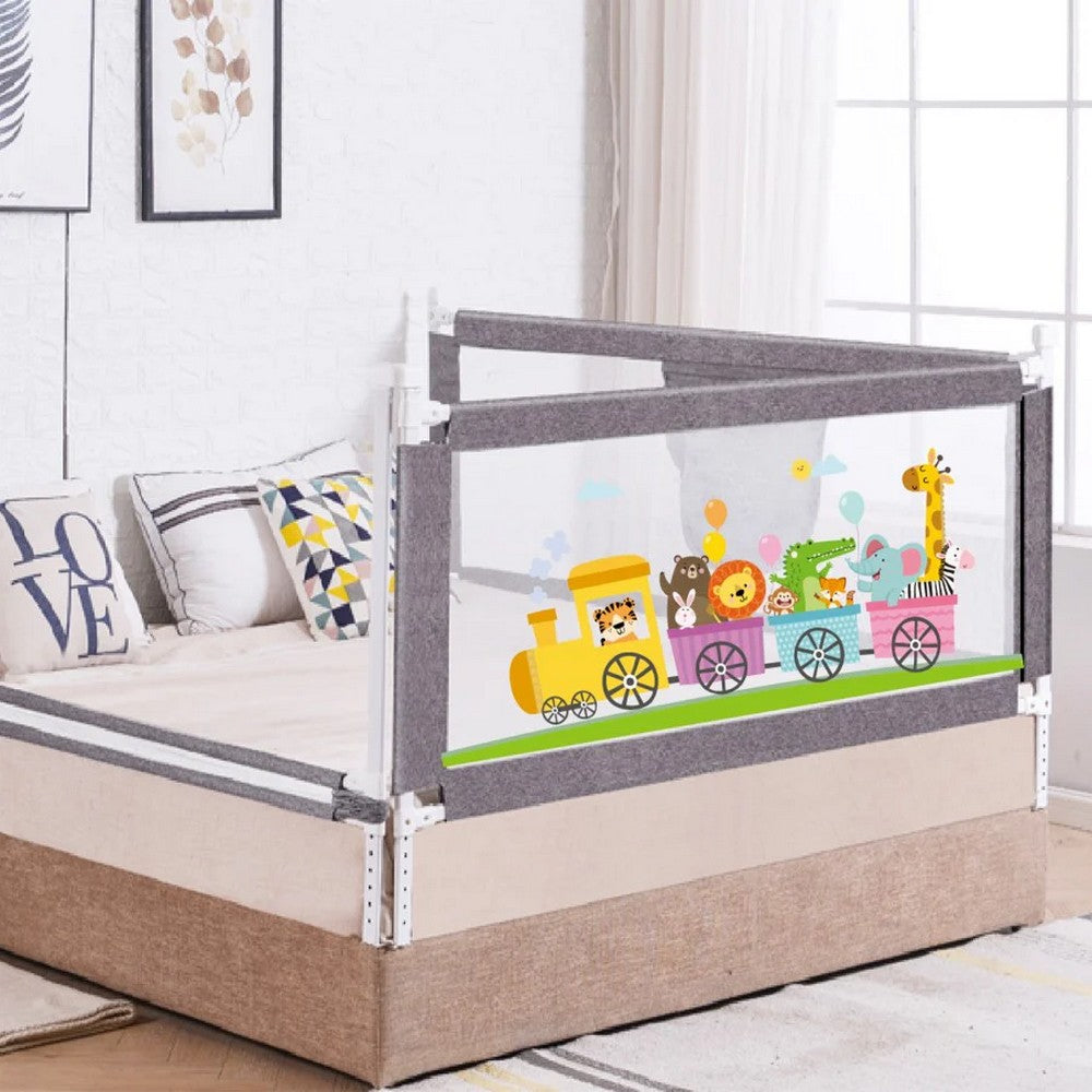 Grey Bed Rail For Baby Easy Install, Anti-Fall Safeguard For Toddler Safety