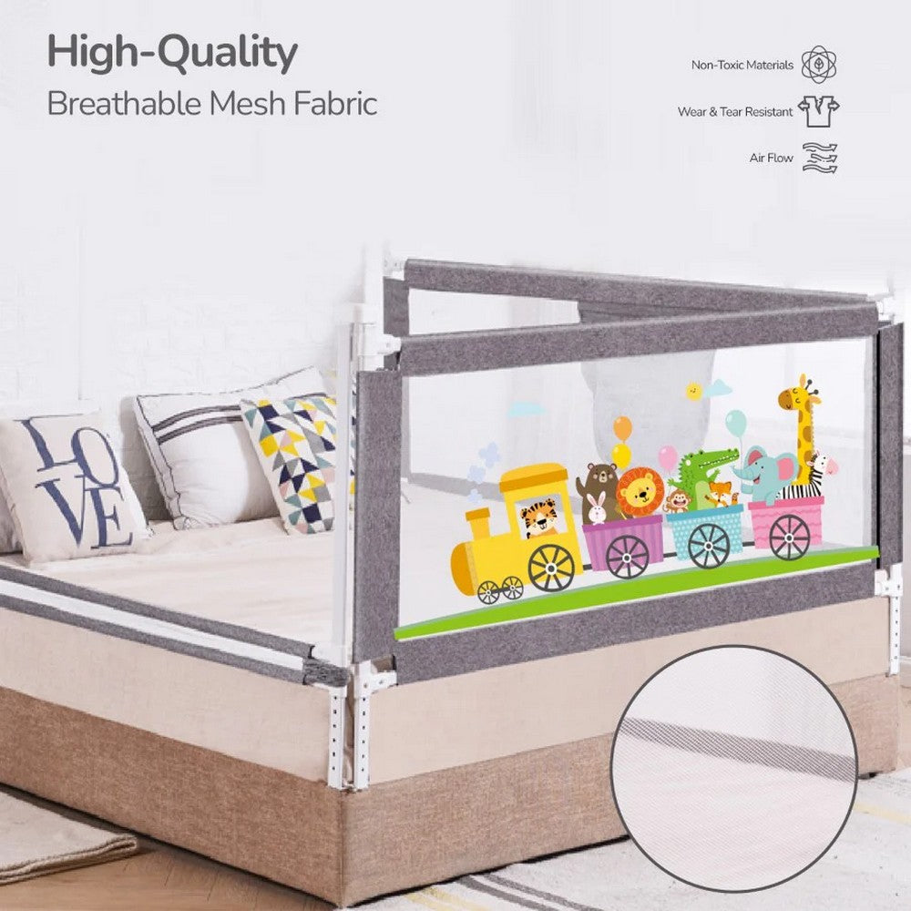 Grey Bed Rail For Baby Easy Install, Anti-Fall Safeguard For Toddler Safety