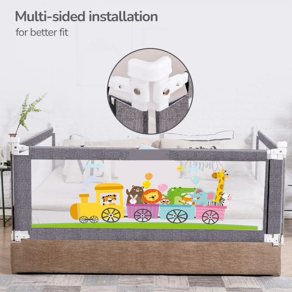 Grey Bed Rail For Baby Easy Install, Anti-Fall Safeguard For Toddler Safety