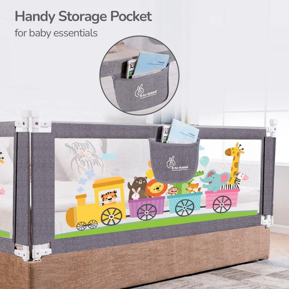 Grey Bed Rail For Baby Easy Install, Anti-Fall Safeguard For Toddler Safety