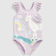 Load image into Gallery viewer, Purple Unicorn Theme One-Piece Swimsuit
