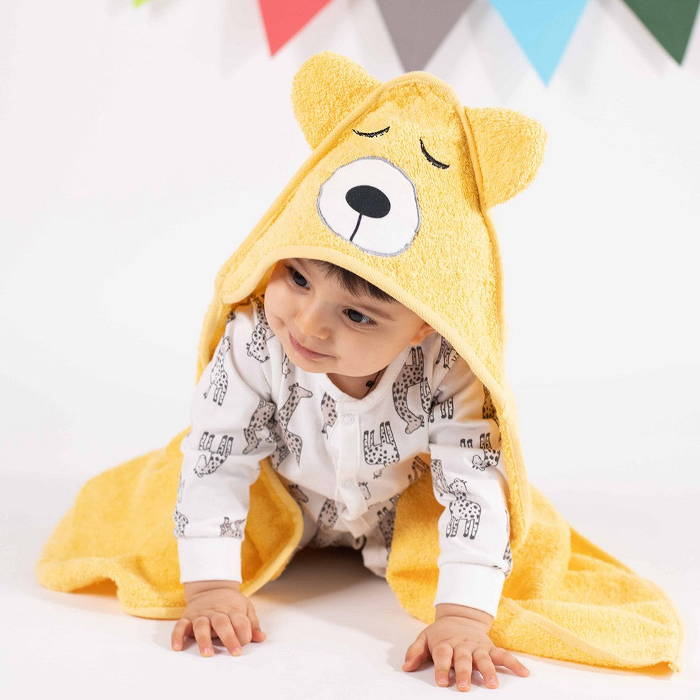 Yellow Bear Theme Hooded Towel